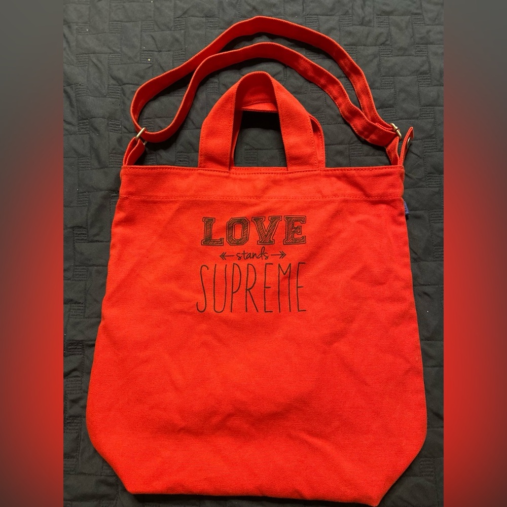 Baggu Tangerine Love Stands Supreme Canvas Duck Bag